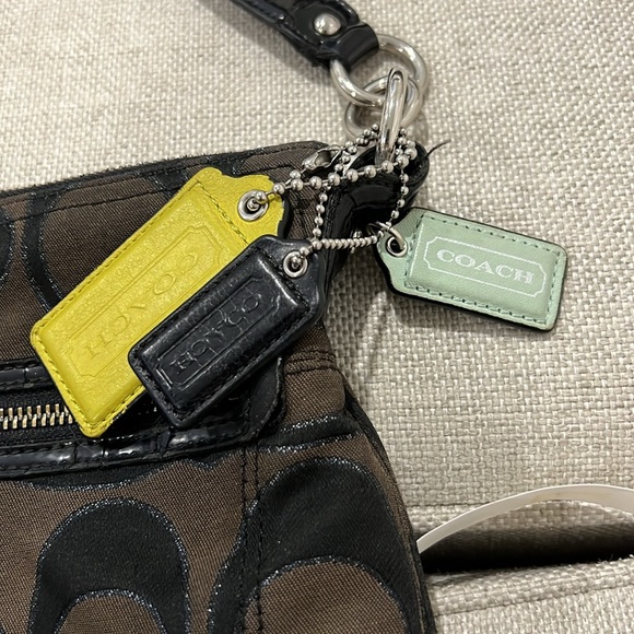 COACH Brown Poppy Metallic Tote 3 Coach Tags - Picture 5 of 10